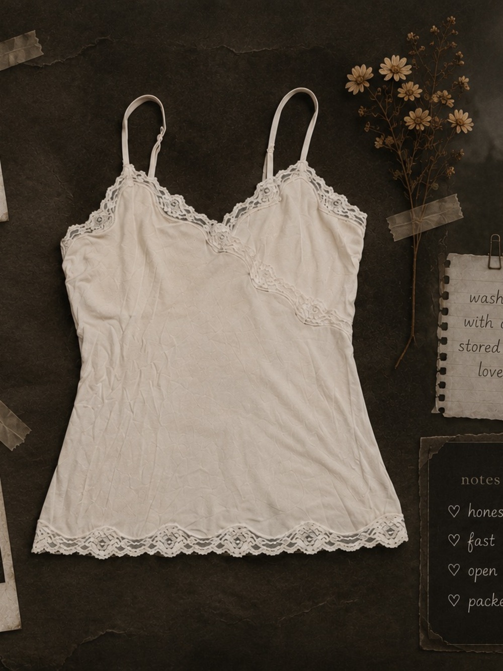 Bella Swan Twilight Aesthetic Ivory Lace Trim Cami Soft Grunge Y2K Top